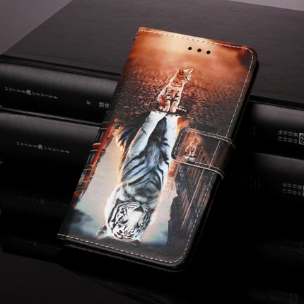 For Samsung Galaxy S21 5G Colored Drawing Pattern Plain Weave Horizontal Flip Leather Case with Holder & Card Slot & Wallet & Lanyard(Cats And Tigers)-garmade.com