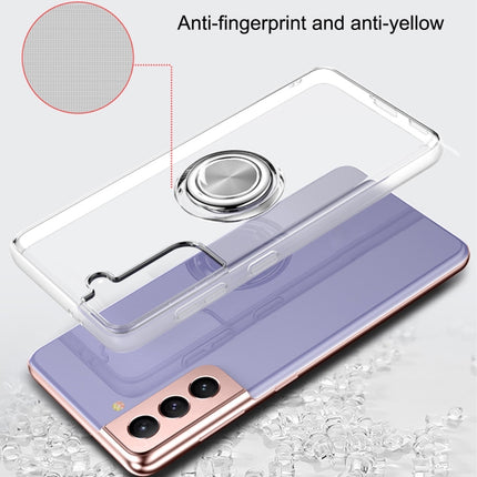 For Samsung Galaxy S21 5G Pure Color Shockproof Transparent TPU + Acrylic Protective Case with Ring Holder(Transparent)-garmade.com