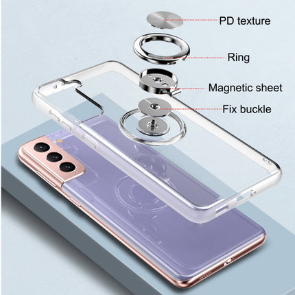 For Samsung Galaxy S21 Ultra 5G Pure Color Shockproof Transparent TPU + Acrylic Protective Case with Ring Holder(Transparent)-garmade.com