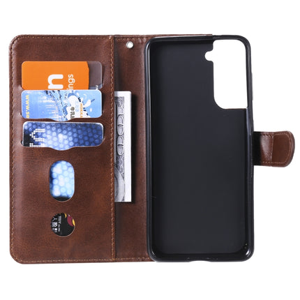For Samsung Galaxy S21 5G Fashion Calf Texture Zipper Horizontal Flip Leather Case with Holder & Card Slots & Wallet(Brown)-garmade.com