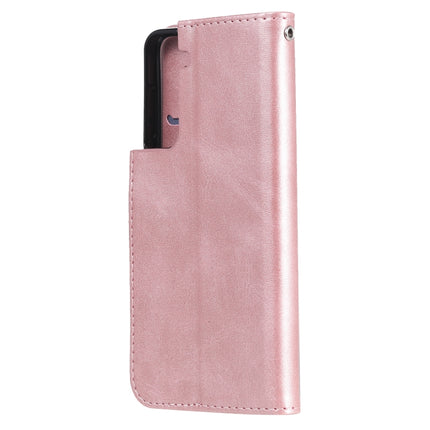 For Samsung Galaxy S21 Plus 5G Fashion Calf Texture Zipper Horizontal Flip Leather Case with Holder & Card Slots & Wallet(Rose Gold)-garmade.com