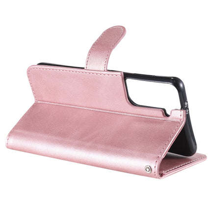For Samsung Galaxy S21 Plus 5G Fashion Calf Texture Zipper Horizontal Flip Leather Case with Holder & Card Slots & Wallet(Rose Gold)-garmade.com