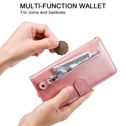 For Samsung Galaxy S21 Plus 5G Fashion Calf Texture Zipper Horizontal Flip Leather Case with Holder & Card Slots & Wallet(Rose Gold)-garmade.com