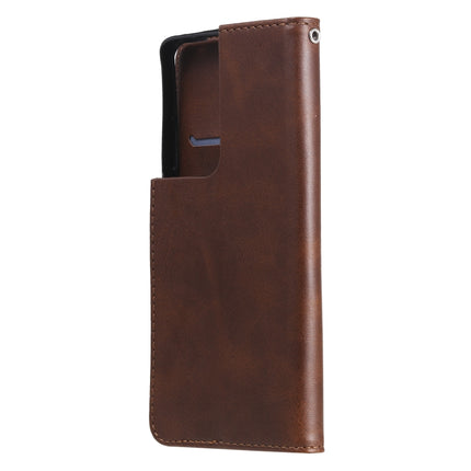 For Samsung Galaxy S21 Ultra 5G Fashion Calf Texture Zipper Horizontal Flip Leather Case with Holder & Card Slots & Wallet(Brown)-garmade.com