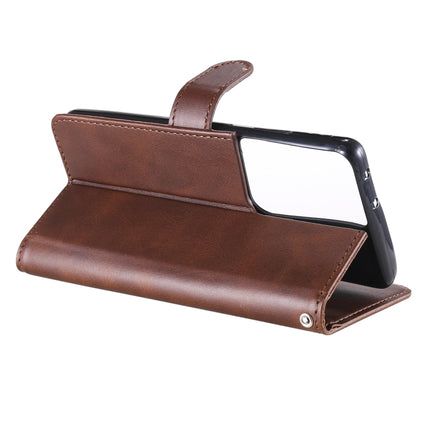 For Samsung Galaxy S21 Ultra 5G Fashion Calf Texture Zipper Horizontal Flip Leather Case with Holder & Card Slots & Wallet(Brown)-garmade.com