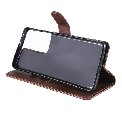 For Samsung Galaxy S21 Ultra 5G Fashion Calf Texture Zipper Horizontal Flip Leather Case with Holder & Card Slots & Wallet(Brown)-garmade.com