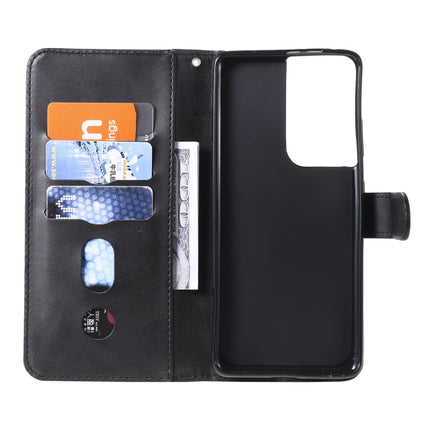 For Samsung Galaxy S21 Ultra 5G Fashion Calf Texture Zipper Horizontal Flip Leather Case with Holder & Card Slots & Wallet(Black)-garmade.com