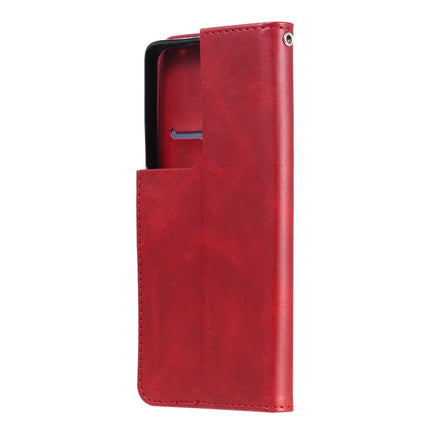 For Samsung Galaxy S21 Ultra 5G Fashion Calf Texture Zipper Horizontal Flip Leather Case with Holder & Card Slots & Wallet(Red)-garmade.com