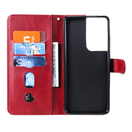 For Samsung Galaxy S21 Ultra 5G Fashion Calf Texture Zipper Horizontal Flip Leather Case with Holder & Card Slots & Wallet(Red)-garmade.com