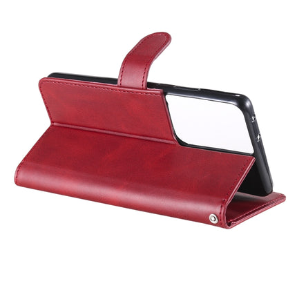 For Samsung Galaxy S21 Ultra 5G Fashion Calf Texture Zipper Horizontal Flip Leather Case with Holder & Card Slots & Wallet(Red)-garmade.com