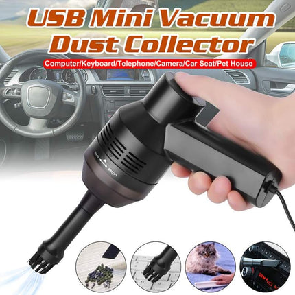 HK-6019D Portable Household Car Handheld Mini USB Vacuum Cleaner Dust Collector Cleaning Tools(Black)-garmade.com
