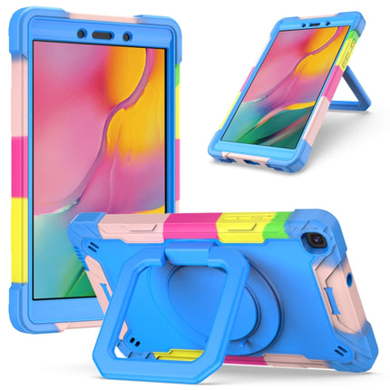 For Samsung Galaxy Tab A 8.0 (2019) T290 Contrast Color Shockproof Robot Silicone + PC Case with Wristband Holder(Camouflage + Blue)-garmade.com