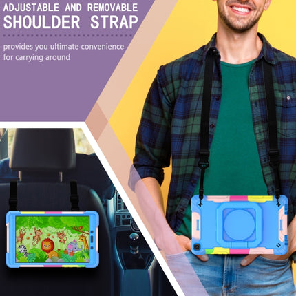 For Samsung Galaxy Tab A 8.0 (2019) T290 Contrast Color Shockproof Robot Silicone + PC Case with Wristband Holder(Camouflage + Blue)-garmade.com
