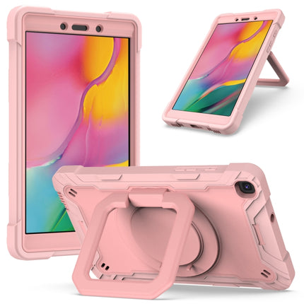 For Samsung Galaxy Tab A 8.0 (2019) T290 Contrast Color Shockproof Robot Silicone + PC Case with Wristband Holder(Rose Gold)-garmade.com