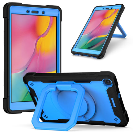 For Samsung Galaxy Tab A 8.0 (2019) T290 Contrast Color Shockproof Robot Silicone + PC Case with Wristband Holder(Black + Blue)-garmade.com