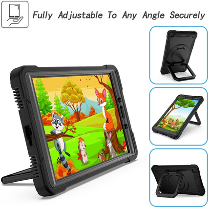 For Samsung Galaxy Tab A 8.0 (2019) T290 Contrast Color Shockproof Robot Silicone + PC Case with Wristband Holder(Black)-garmade.com