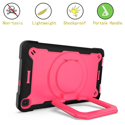 For Samsung Galaxy Tab A 8.0 (2019) T290 Contrast Color Shockproof Robot Silicone + PC Case with Wristband Holder(Black + Rose Red)-garmade.com