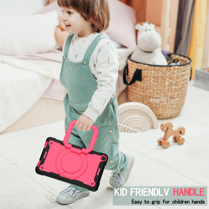 For Samsung Galaxy Tab A 8.0 (2019) T290 Contrast Color Shockproof Robot Silicone + PC Case with Wristband Holder(Black + Rose Red)-garmade.com