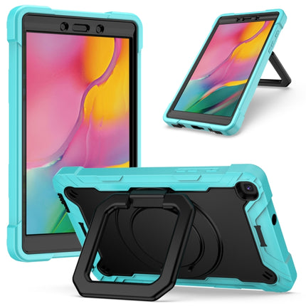 For Samsung Galaxy Tab A 8.0 (2019) T290 Contrast Color Shockproof Robot Silicone + PC Case with Wristband Holder(Mint Green + Black)-garmade.com