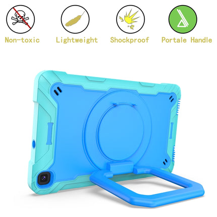 For Samsung Galaxy Tab A 8.0 (2019) T290 Contrast Color Shockproof Robot Silicone + PC Case with Wristband Holder(Mint Green + Blue)-garmade.com