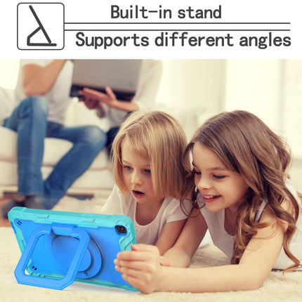 For Samsung Galaxy Tab A 8.0 (2019) T290 Contrast Color Shockproof Robot Silicone + PC Case with Wristband Holder(Mint Green + Blue)-garmade.com