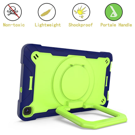 For Samsung Galaxy Tab A 8.0 (2019) T290 Contrast Color Shockproof Robot Silicone + PC Case with Wristband Holder(Navy Blue + Yellow-green)-garmade.com