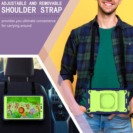 For Samsung Galaxy Tab A 8.0 (2019) T290 Contrast Color Shockproof Robot Silicone + PC Case with Wristband Holder(Navy Blue + Yellow-green)-garmade.com