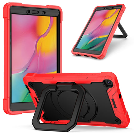 For Samsung Galaxy Tab A 8.0 (2019) T290 Contrast Color Shockproof Robot Silicone + PC Case with Wristband Holder(Red + Black)-garmade.com