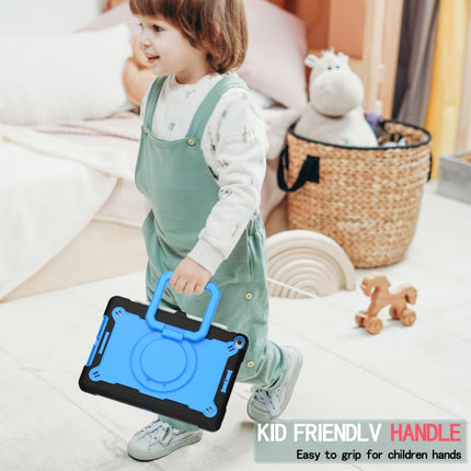For iPad 10.2 2021 / 2020 / 2019 Contrast Color Shockproof Robot Silicone + PC Case with Wristband Holder(Black + Blue)-garmade.com