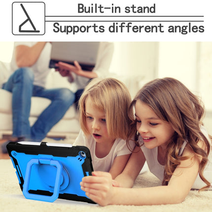 For iPad 10.2 2021 / 2020 / 2019 Contrast Color Shockproof Robot Silicone + PC Case with Wristband Holder(Black + Blue)-garmade.com