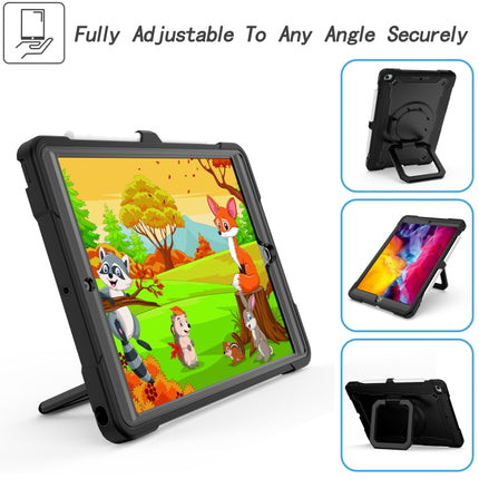 For iPad 10.2 2021 / 2020 / 2019 Contrast Color Shockproof Robot Silicone + PC Case with Wristband Holder(Black)-garmade.com