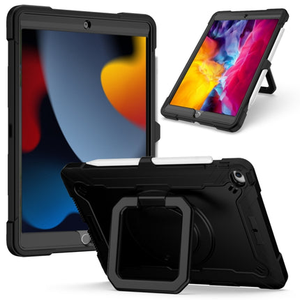 For iPad 10.2 2021 / 2020 / 2019 Contrast Color Shockproof Robot Silicone + PC Case with Wristband Holder(Black)-garmade.com