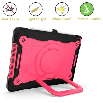For iPad 10.2 2021 / 2020 / 2019 Contrast Color Shockproof Robot Silicone + PC Case with Wristband Holder(Black + Rose Red)-garmade.com
