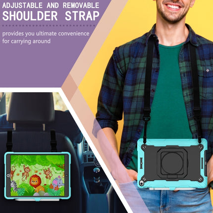 For iPad 10.2 2021 / 2020 / 2019 Contrast Color Shockproof Robot Silicone + PC Case with Wristband Holder(Mint Green + Black)-garmade.com
