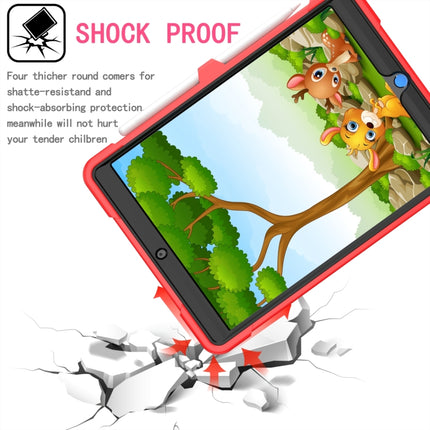 For iPad 10.2 2021 / 2020 / 2019 Contrast Color Shockproof Robot Silicone + PC Case with Wristband Holder(Red + Black)-garmade.com