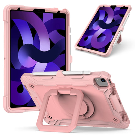 Contrast Color Shockproof Robot Silicone + PC Case with Wristband Holder For iPad Air 2022 / 2020 10.9(Rose Gold)-garmade.com