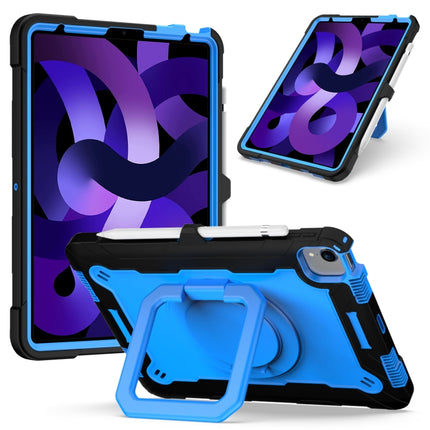 Contrast Color Shockproof Robot Silicone + PC Case with Wristband Holder For iPad Air 2022 / 2020 10.9(Black + Blue)-garmade.com