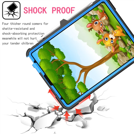 Contrast Color Shockproof Robot Silicone + PC Case with Wristband Holder For iPad Air 2022 / 2020 10.9(Black + Blue)-garmade.com