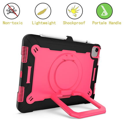 Contrast Color Shockproof Robot Silicone + PC Case with Wristband Holder For iPad Air 2022 / 2020 10.9(Black + Rose Red)-garmade.com