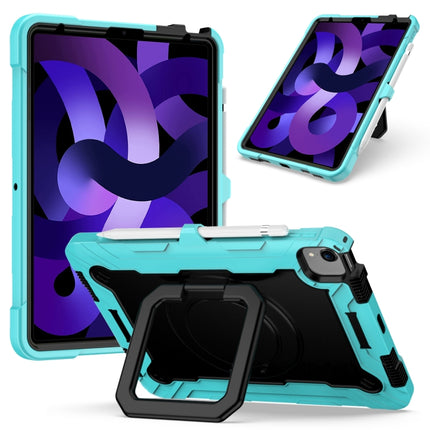 Contrast Color Shockproof Robot Silicone + PC Case with Wristband Holder For iPad Air 2022 / 2020 10.9(Mint Green + Black)-garmade.com