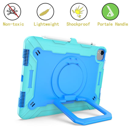 Contrast Color Shockproof Robot Silicone + PC Case with Wristband Holder For iPad Air 2022 / 2020 10.9(Mint Green + Blue)-garmade.com