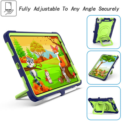 Contrast Color Shockproof Robot Silicone + PC Case with Wristband Holder For iPad Air 2022 / 2020 10.9(Navy Blue + Yellow-green)-garmade.com