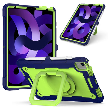 Contrast Color Shockproof Robot Silicone + PC Case with Wristband Holder For iPad Air 2022 / 2020 10.9(Navy Blue + Yellow-green)-garmade.com