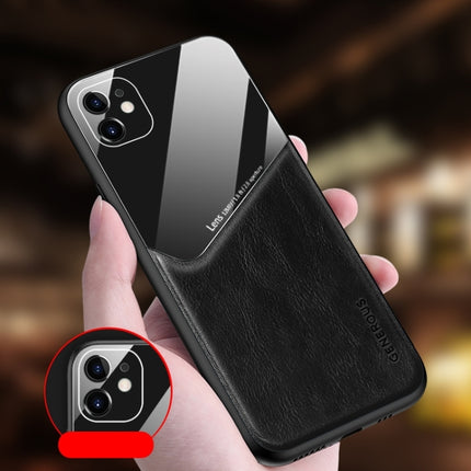 All-inclusive Leather + Organic Glass Phone Case with Metal Iron Sheet For iPhone 12 Pro(Black)-garmade.com