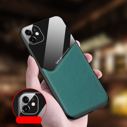 All-inclusive Leather + Organic Glass Phone Case with Metal Iron Sheet For iPhone 12 Pro(Green)-garmade.com
