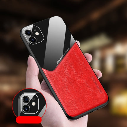 All-inclusive Leather + Organic Glass Phone Case with Metal Iron Sheet For iPhone 12 Pro(Red)-garmade.com