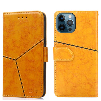 Geometric Stitching Horizontal Flip TPU + PU Leather Case with Holder & Card Slots & Wallet For iPhone 12 Pro Max(Yellow)-garmade.com