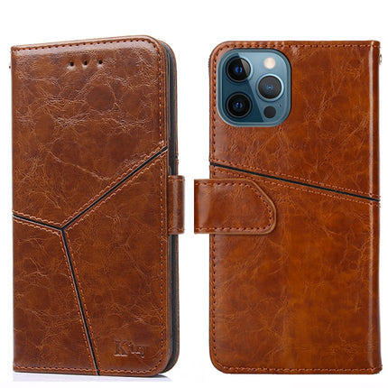 Geometric Stitching Horizontal Flip TPU + PU Leather Case with Holder & Card Slots & Wallet For iPhone 12 Pro Max(Light Brown)-garmade.com