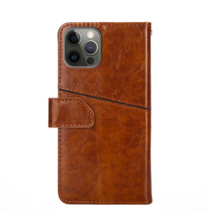 Geometric Stitching Horizontal Flip TPU + PU Leather Case with Holder & Card Slots & Wallet For iPhone 12 Pro(Light Brown)-garmade.com