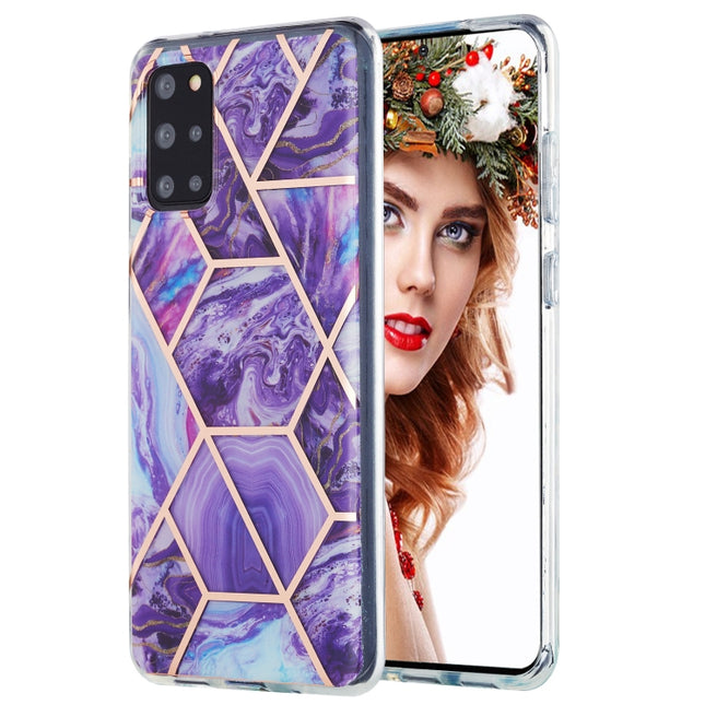 For Samsung Galaxy S20 Plus 3D Electroplating Marble Pattern TPU Protective Case(Dark Purple)-garmade.com
